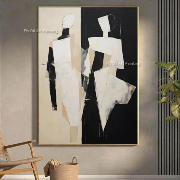 Black & White Figures Abstract Painting