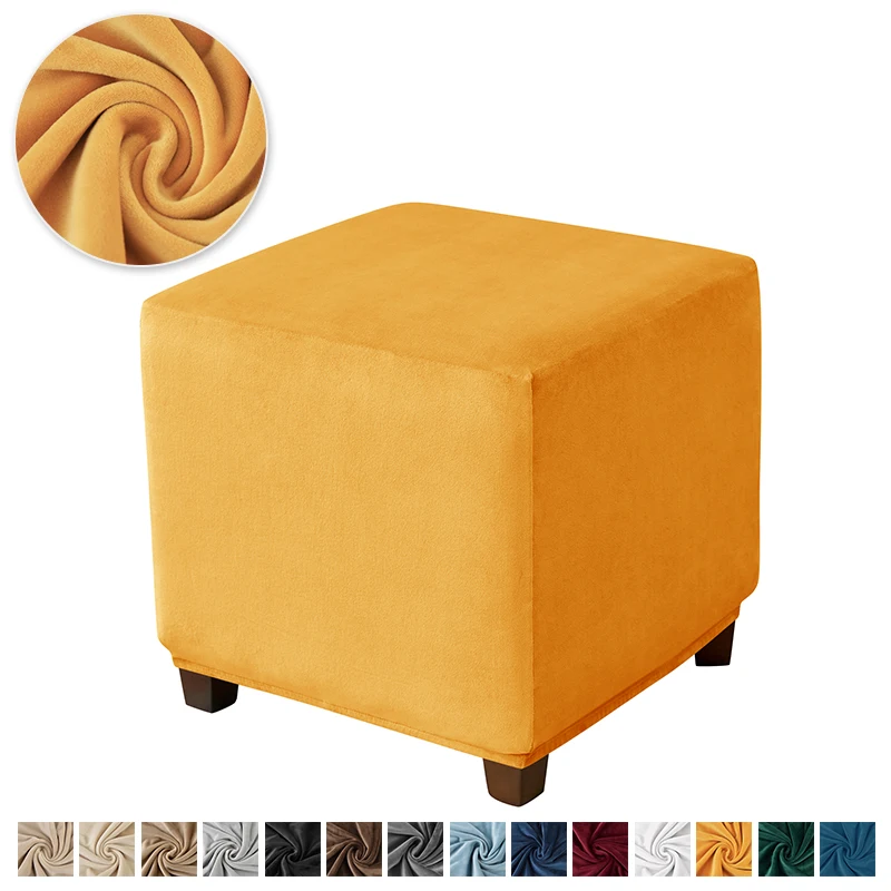 Velvet Square Ottoman Slipcover - Image 12