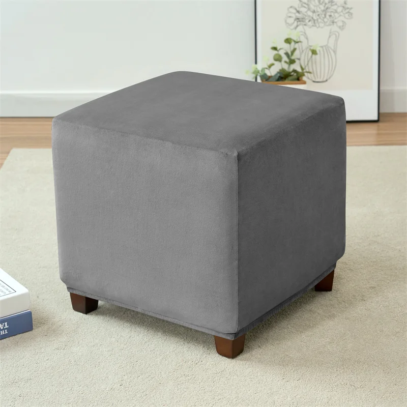 Velvet Square Ottoman Slipcover - Image 4