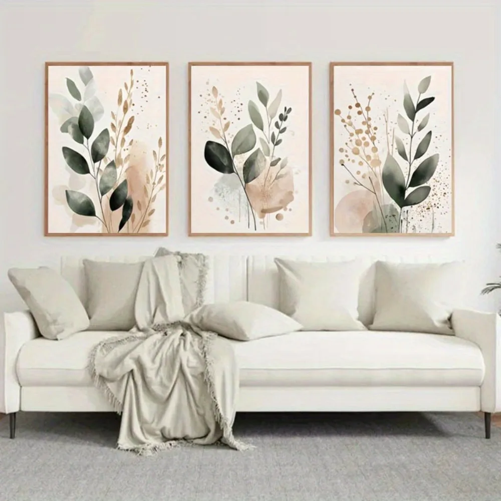 Soft Leaves Canvas Print Set of 3 - Image 4