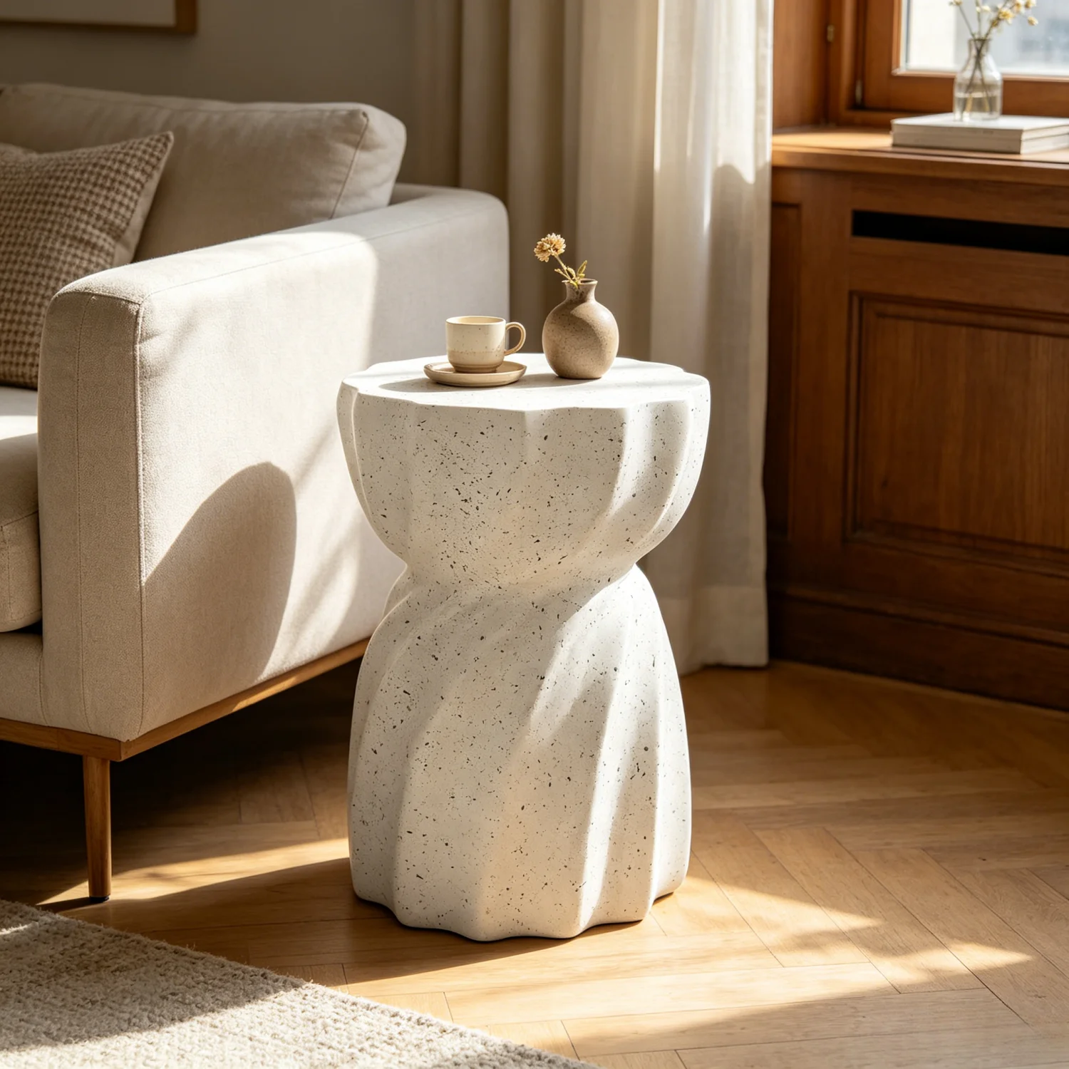 Concrete Hourglass Side Table - Image 2
