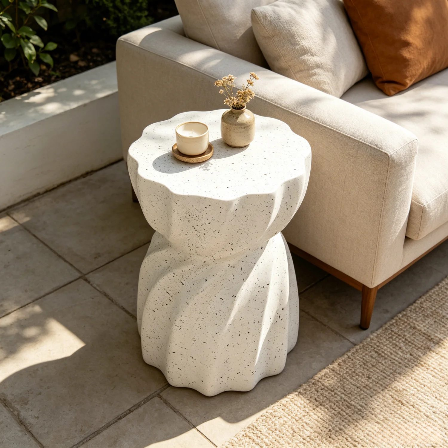 Concrete Hourglass Side Table