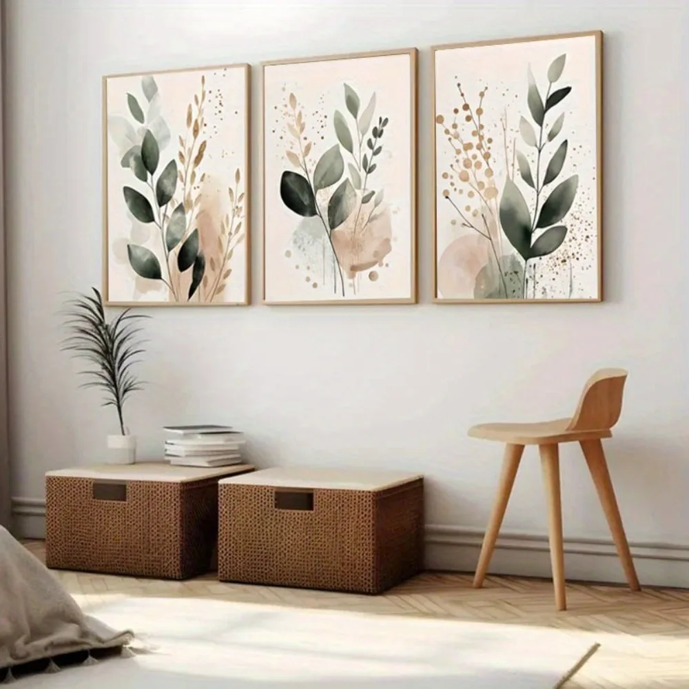 Soft Leaves Canvas Print Set of 3 - Image 3