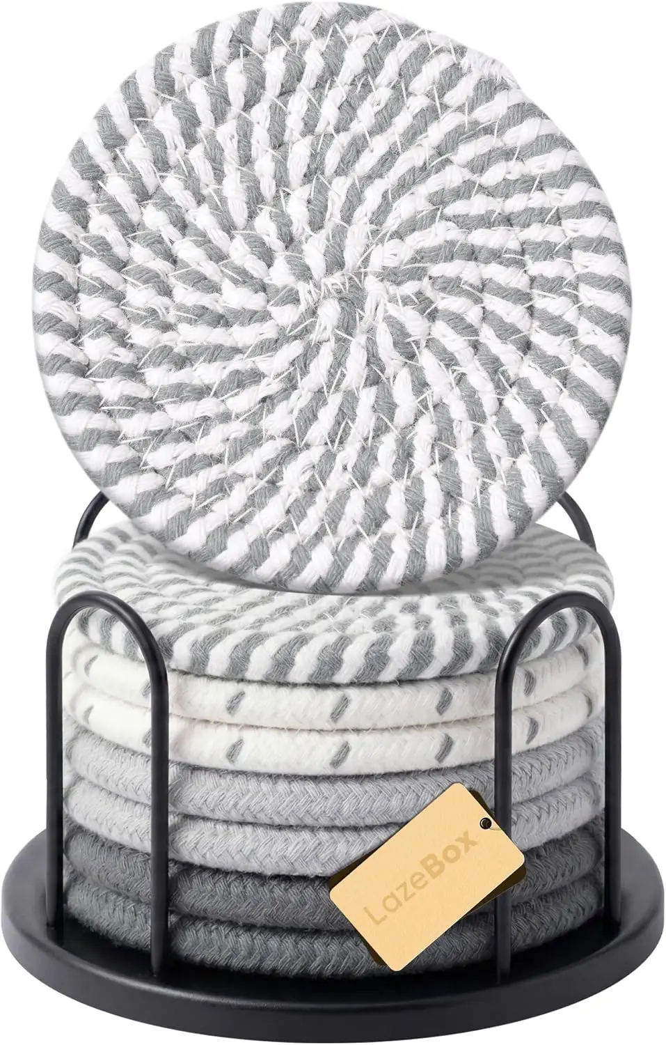 Woven Rope Coasters with Holder, Set of 8 - Image 10