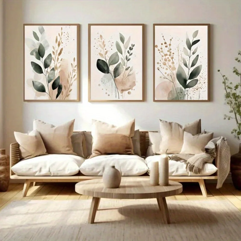 Soft Leaves Canvas Print Set of 3 - Image 2