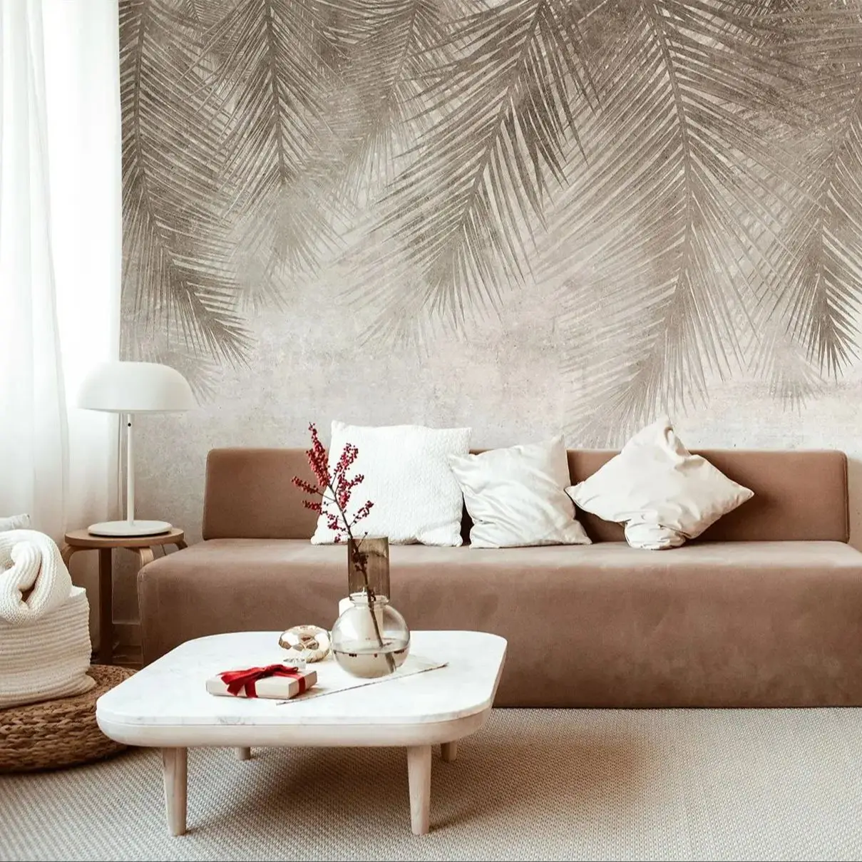 Neutral Palm Leaves Wall Mural - Image 6