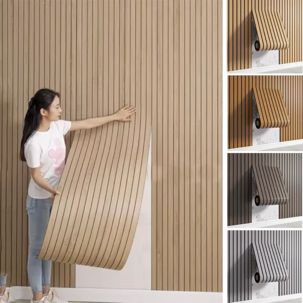 3D Textured Slat Peel-and-Stick Wall Panels