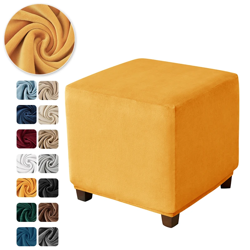 Velvet Square Ottoman Slipcover - Image 7