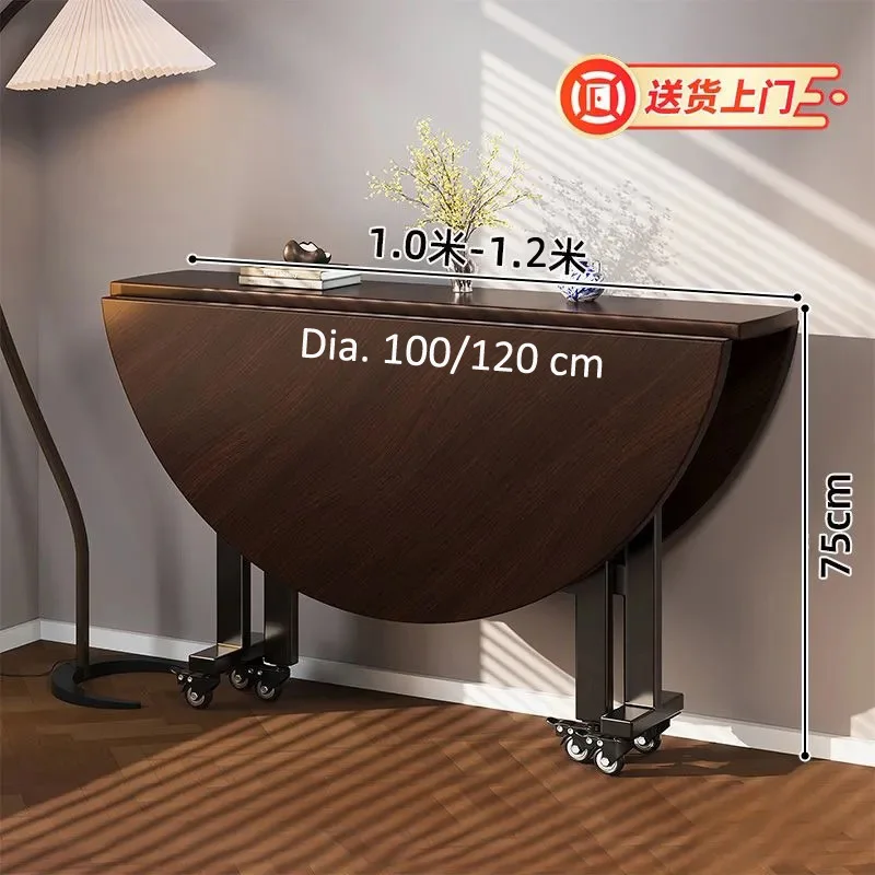 Folding Round Dining Table on Wheels - Image 9