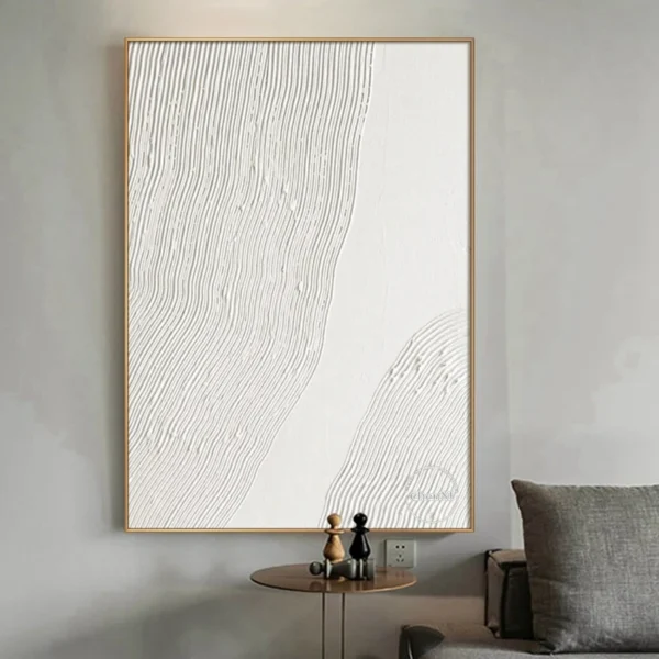 White Line Relief Abstract Painting
