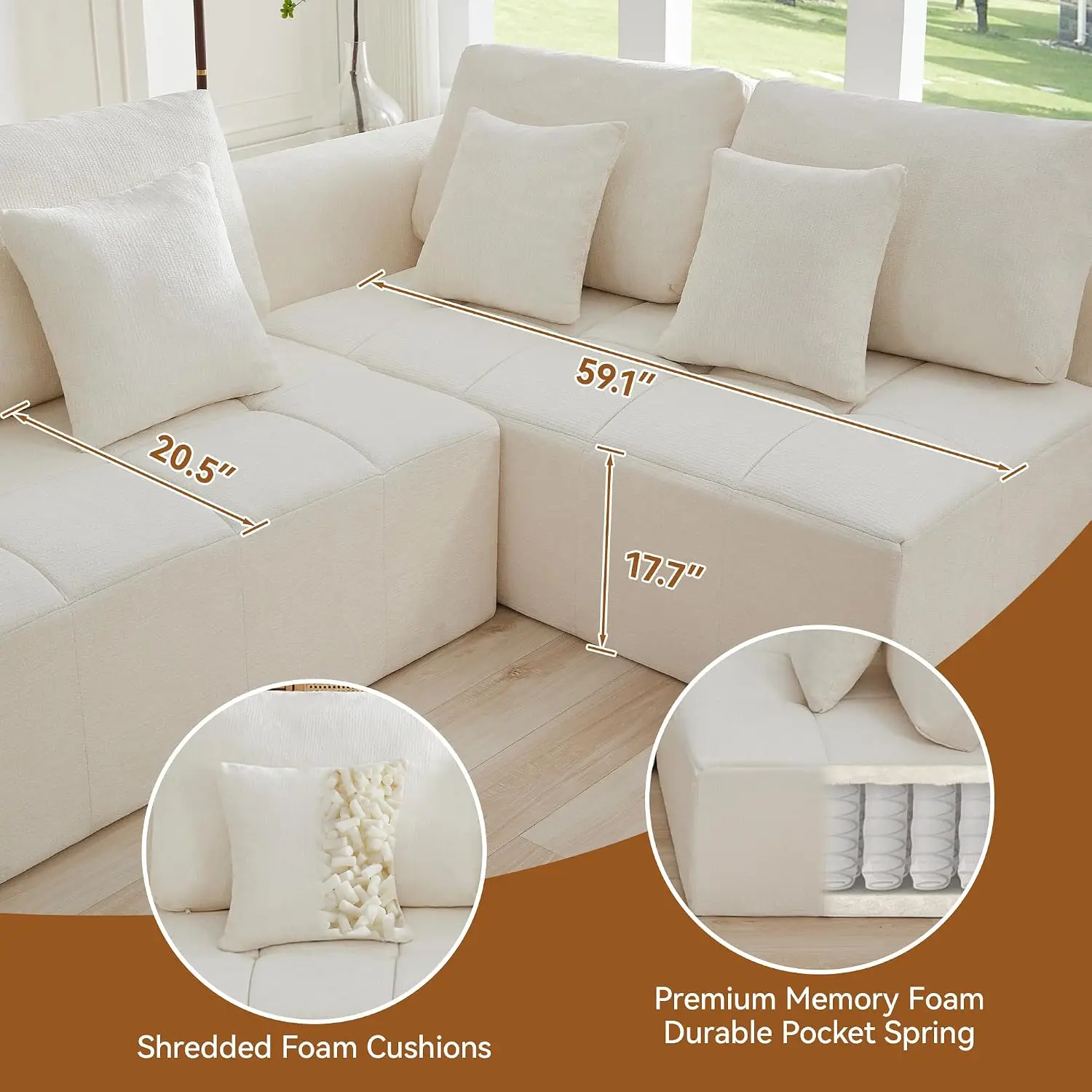 110" Modular Cloud Sectional Sofa - Image 5