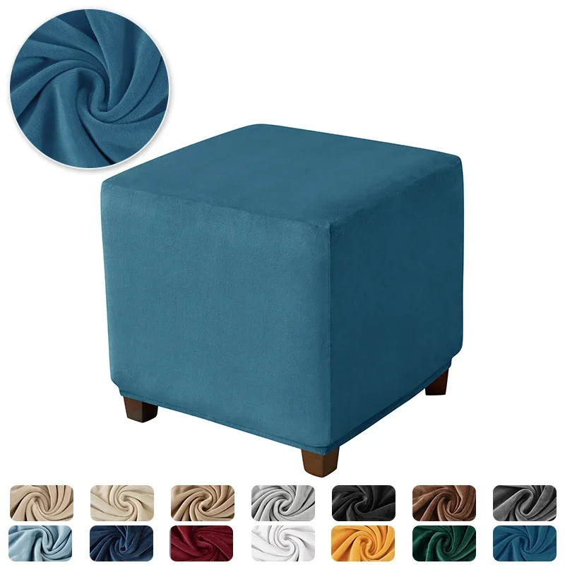 Velvet Square Ottoman Slipcover - Image 8