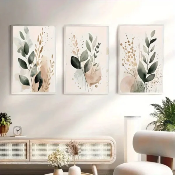 Soft Leaves Canvas Print Set of 3