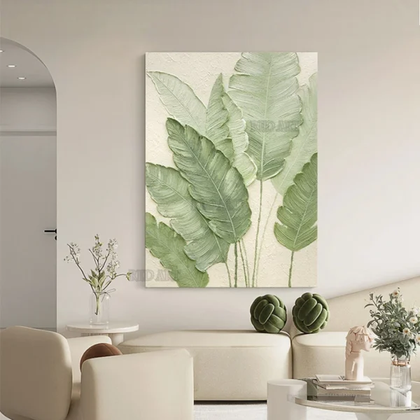 Large Leaves Textured Oil Painting