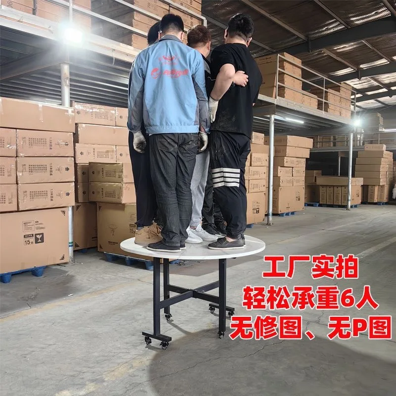 Folding Round Dining Table on Wheels - Image 4