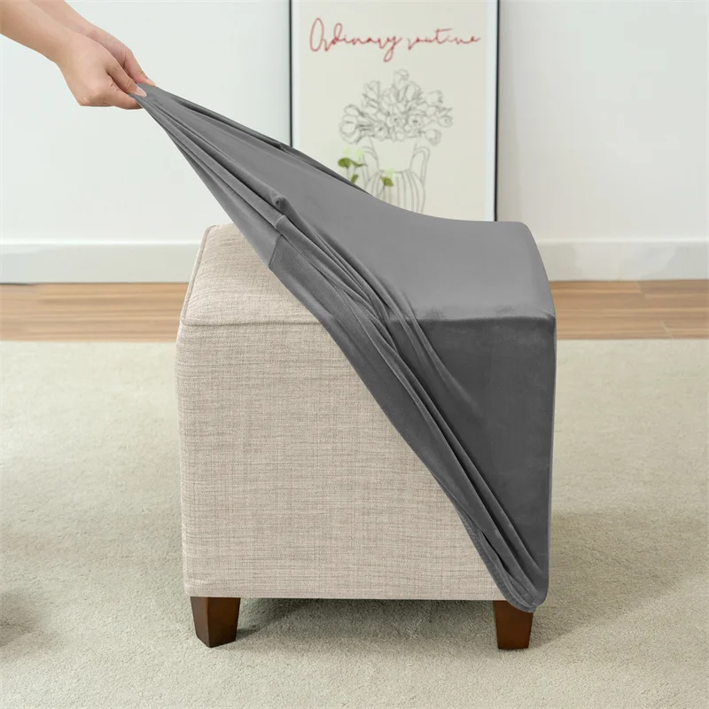 Velvet Square Ottoman Slipcover - Image 5