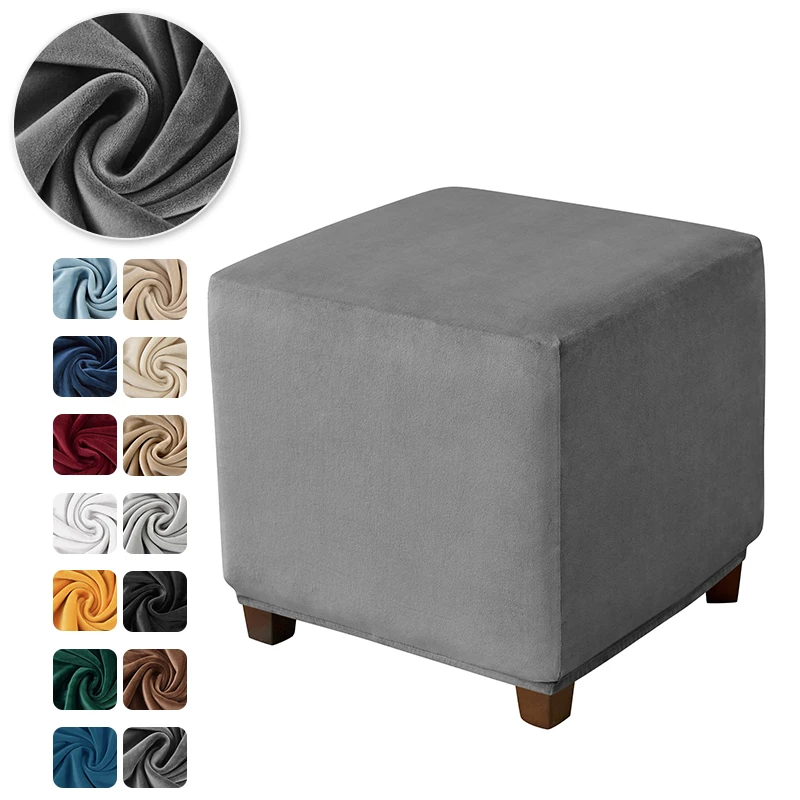 Velvet Square Ottoman Slipcover - Image 2