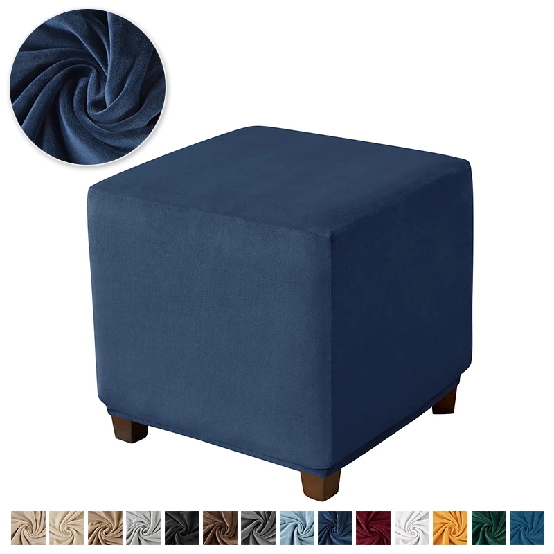Velvet Square Ottoman Slipcover - Image 11
