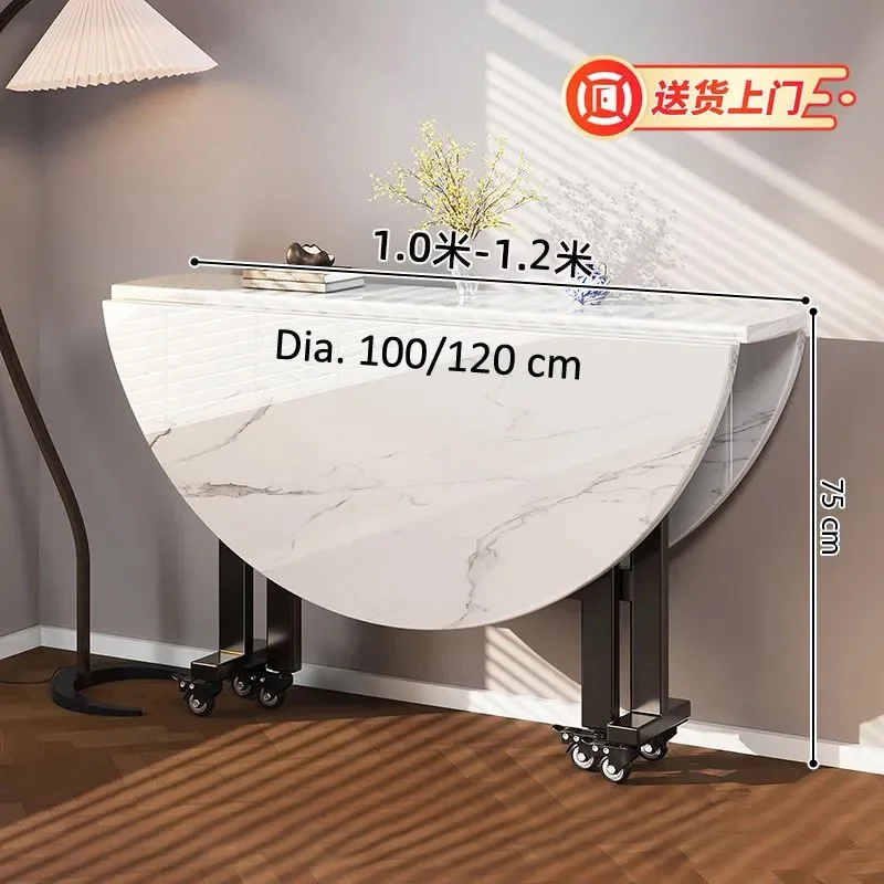 Folding Round Dining Table on Wheels - Image 8