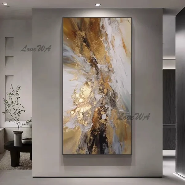 Gold & Stone Abstract Oil Painting