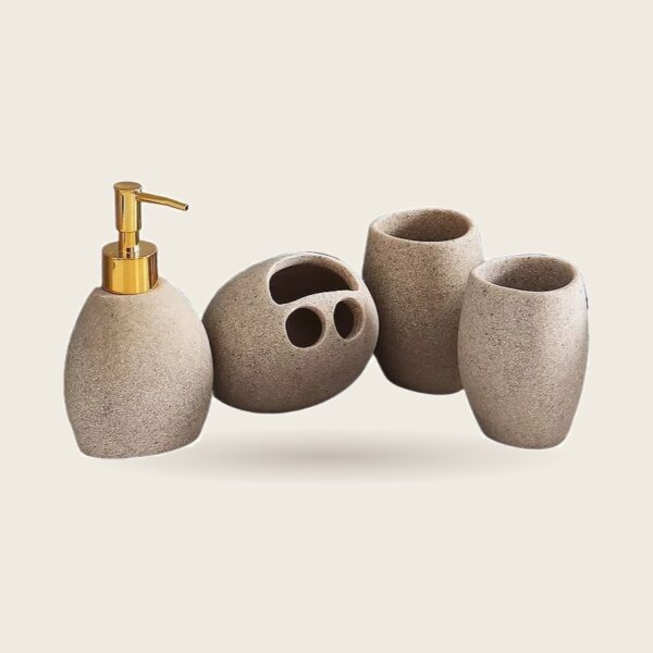 Brown Resin Bathroom Set, 5 Pieces