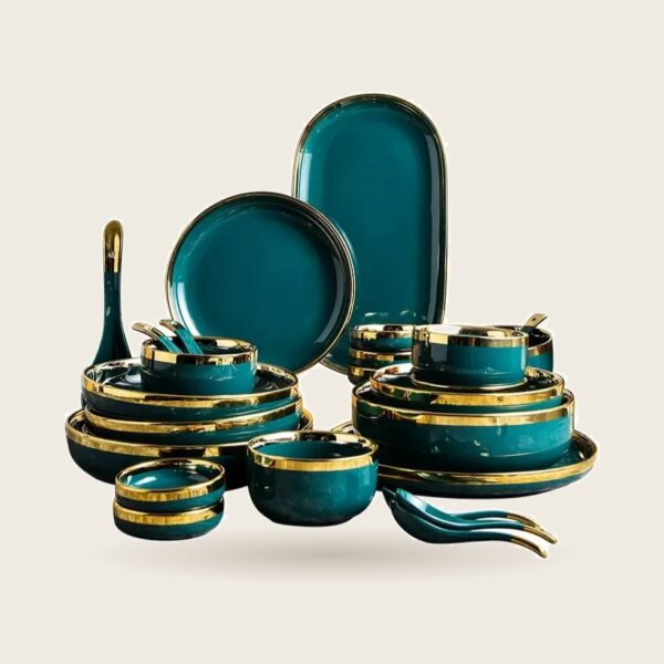 Forest Green Gold-Rim Dinnerware