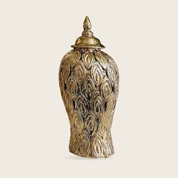 Gold Embossed Ceramic Ginger Jar