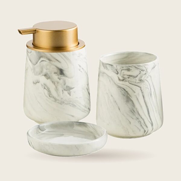 Marble-Look Ceramic Bathroom Set