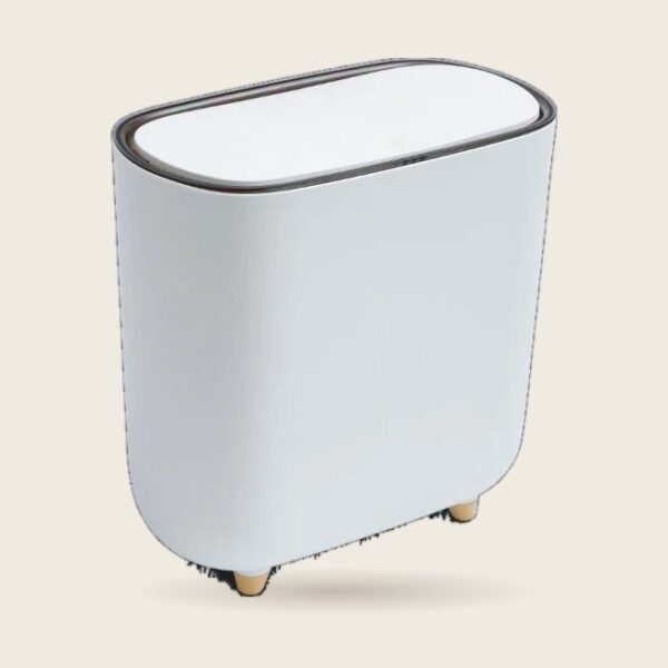 Narrow Press-Top Trash Can