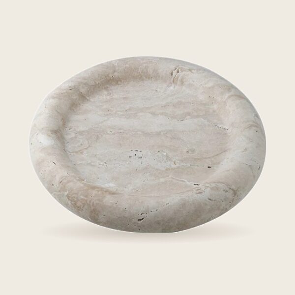 Round Beige Travertine Tray