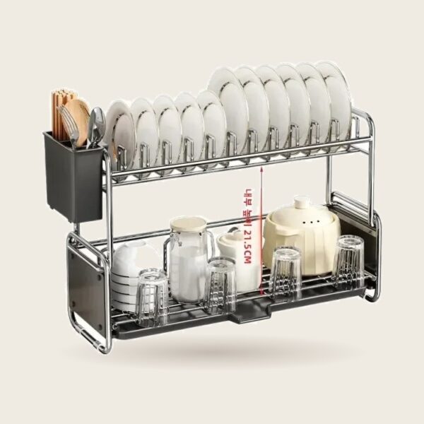 Slim Sink-Side Dish Rack with Drainboard