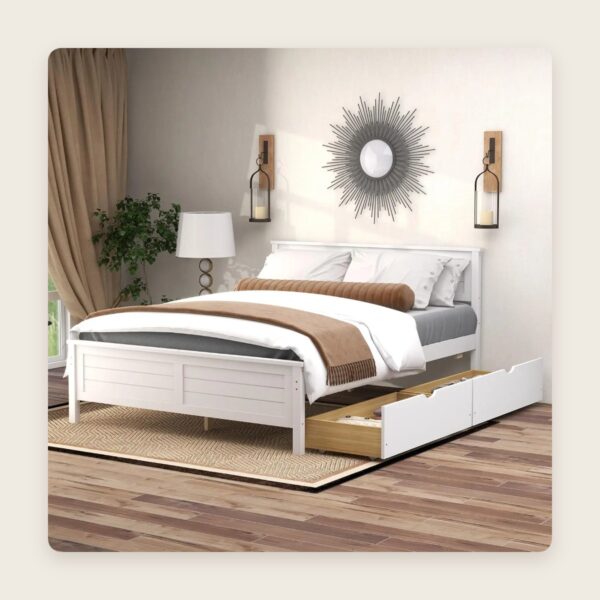 Wood Platform Bed with Drawers