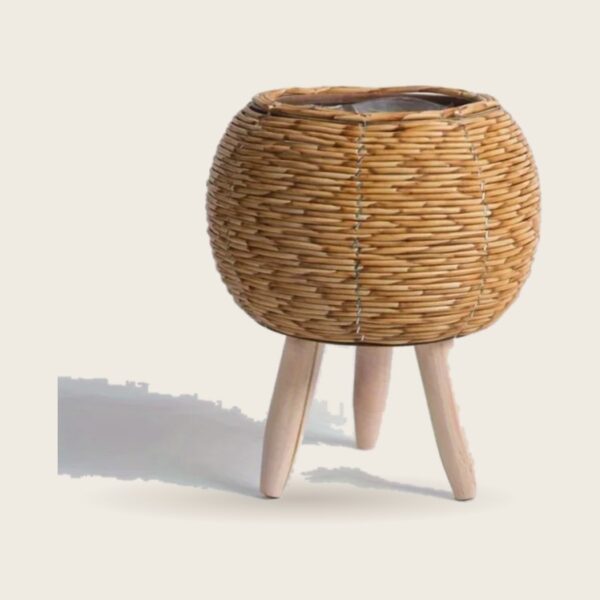 Woven Planter Basket with Wooden Legs